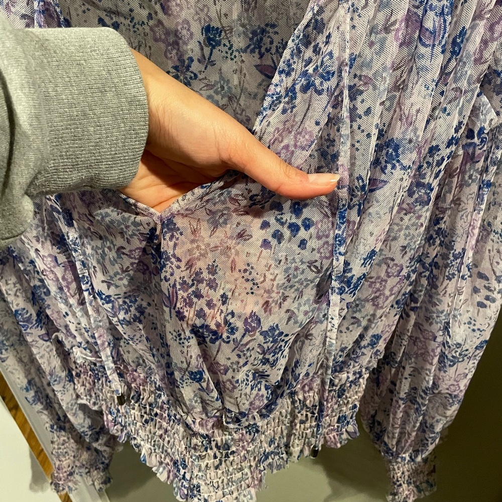 Free People Floral Sheer Blouse